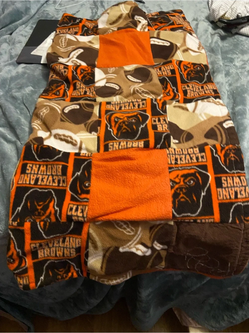 Cleveland Browns Patchwork Fleece Throw Blanket - Orange & Brown